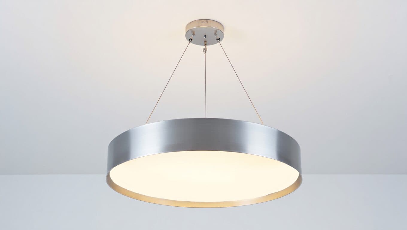 Round pendant stretch ceiling light fixture, studio shot