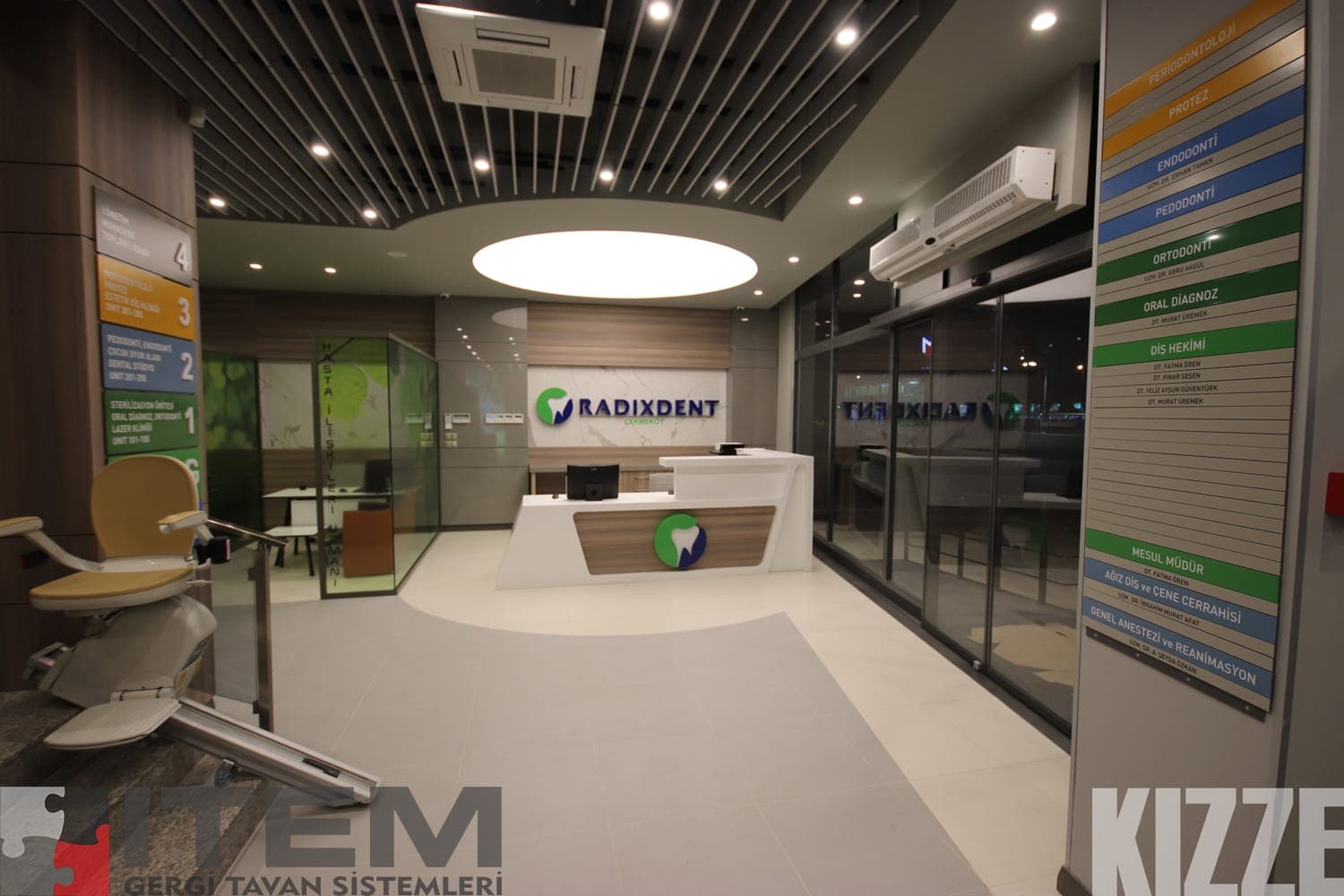 Radixdent diş kliniği gergi tavan ve gergi duvar uygulaması